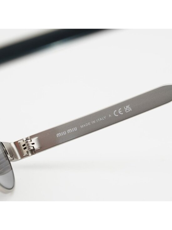 Miu Miu MUB51S 21M50Q Sunglasses Old Silver Oval Frame, Grey Lenses main image 10